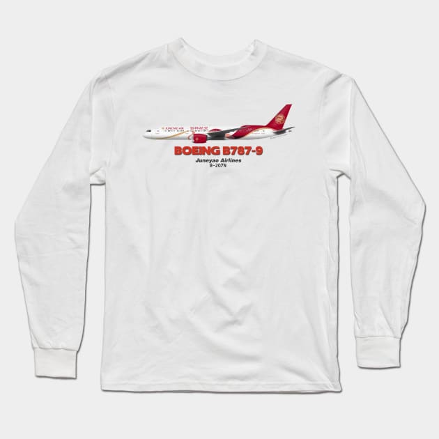 Boeing B787-9 - Juneyao Airlines Long Sleeve T-Shirt by TheArtofFlying